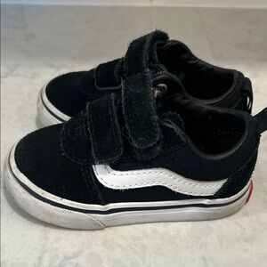 Vans Kids Black and White Velcro Sneakers